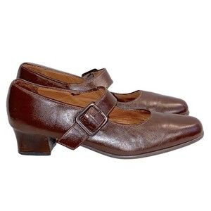 Foot Thrills by Clinic Shoes Tasha Mary Jane Brown Leather #C03889 size 9.5N
